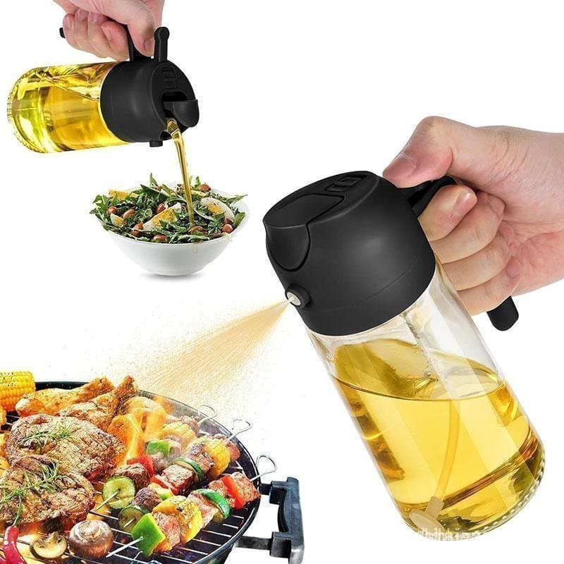 Dispensador de Óleo de Vidro Multifuncional Moderno 2 em 1, Pulverizador de Óleo com Alça, Dispensador de Azeite para Co