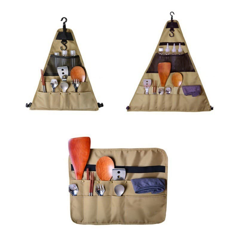 Saco de armazenamento de utensílios de mesa ao ar livre acampamento piquenique panelas churrasco saco de armazenamento t