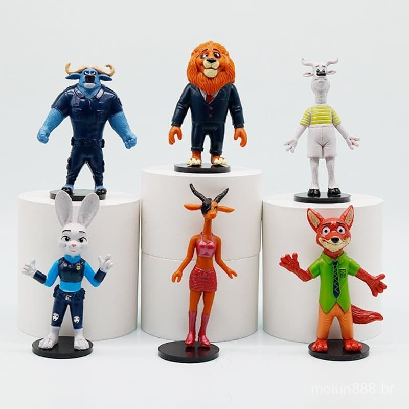 20256 peças/conjunto, desenho animado "Zootopia" Judy Hopps, a coelha, Nick Wilde, a raposa, Chefe Boog, Prefeito, Coraç