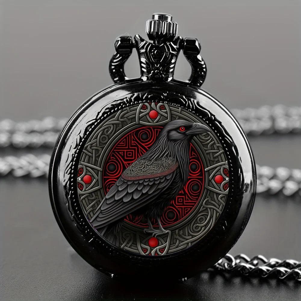 Relógio de Bolso Inteligente Estilo Vintage Exquisito - Movimento de Quartzo, Mostrador Redondo, Colar Preto ONSV