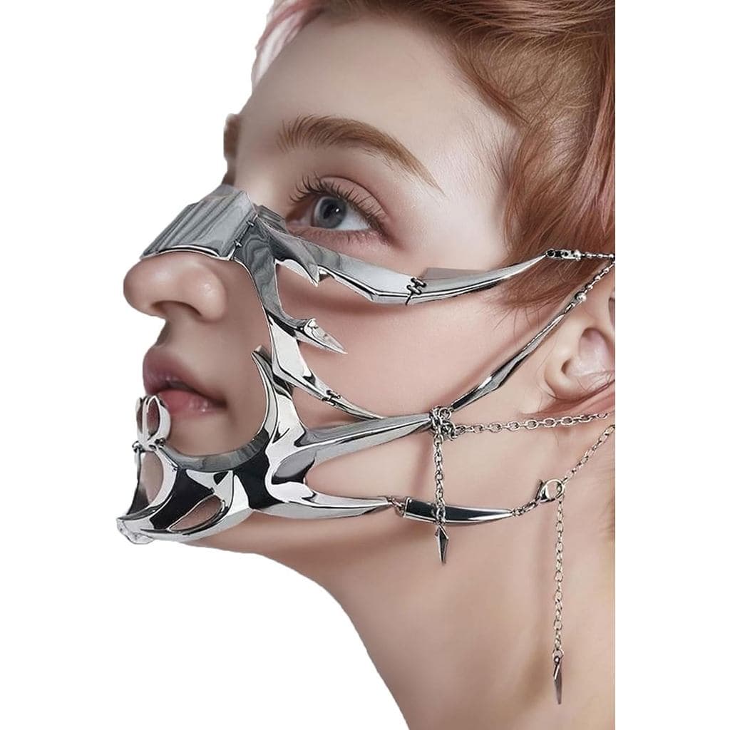 Máscara de baile de máscaras, meia-máscara de aço para fantasias femininas, acessório de presente de Halloween em metal