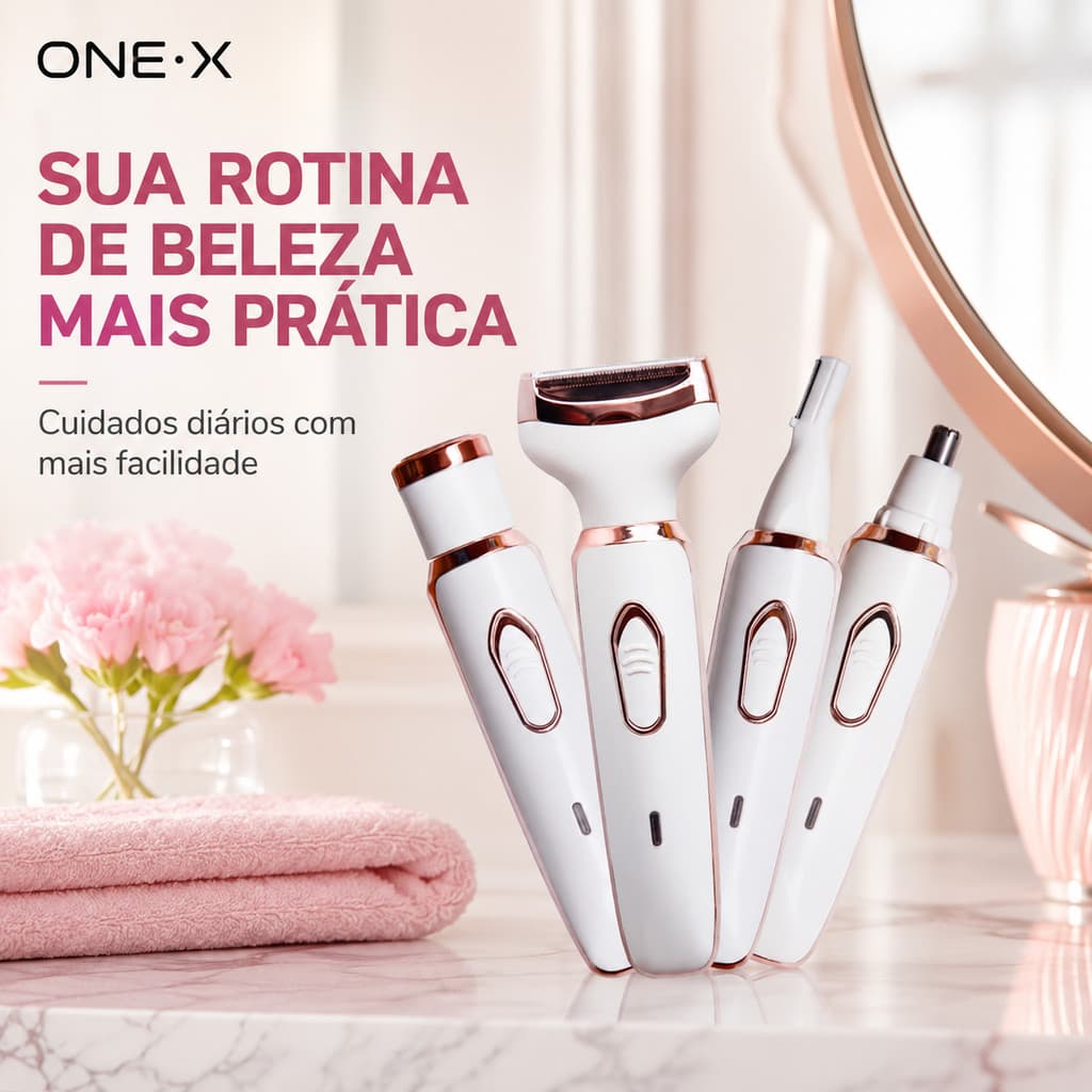 ✨ Aparador 4 Em 1 Feminino Recarregável | Depilação Corporal Com 4 Cabeças