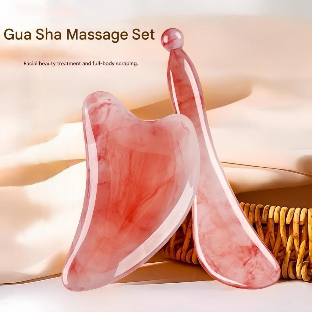 Cada Conjunto De 2 Peças De Placa De Raspagem De Resina Natural Massageador Facial Almofada Olhos Faciais
