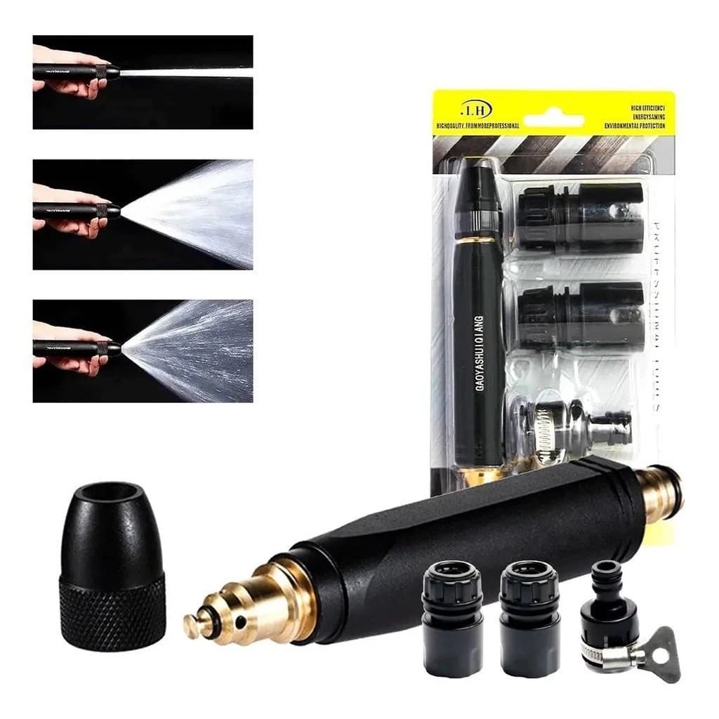 Kit 3 Em 1 Bico Alta Pressão Para Mangueira + Conector Top