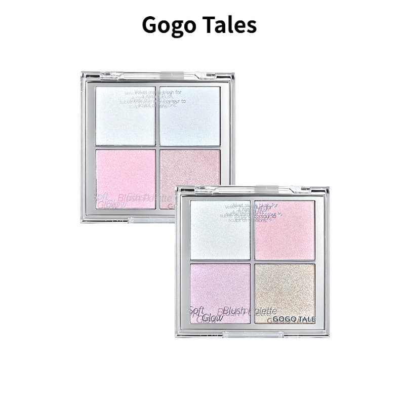 GOGO TALES Paleta De Destaque De Creme De Lama De Batata De 4 Tons , Brilho Iridescente Fino , Multiuso E Maquiagem Blus