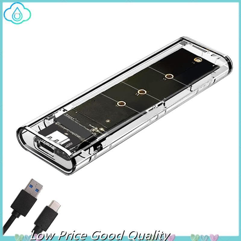 - M . 2 NGFF SATA Protocolo Duplo SSD Case Transparente USB Tipo C 10Gbps PCI-E M2 Gabinete Externo Caixa De Disco Rígid