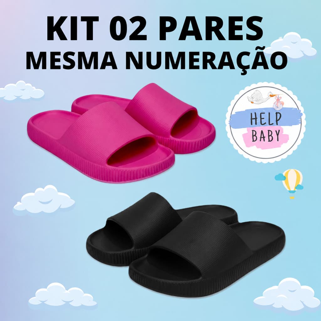 Kit 2 Chinelos Nuvem Sandalia Slide Macio Confortavel Leve Novo