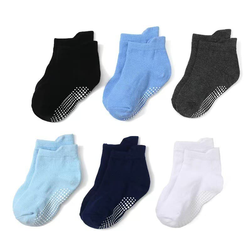 6 pçs meias infantis antiderrapantes Dot meias de borracha bebê meninos meninas médio pequeno crianças curto tubo barco