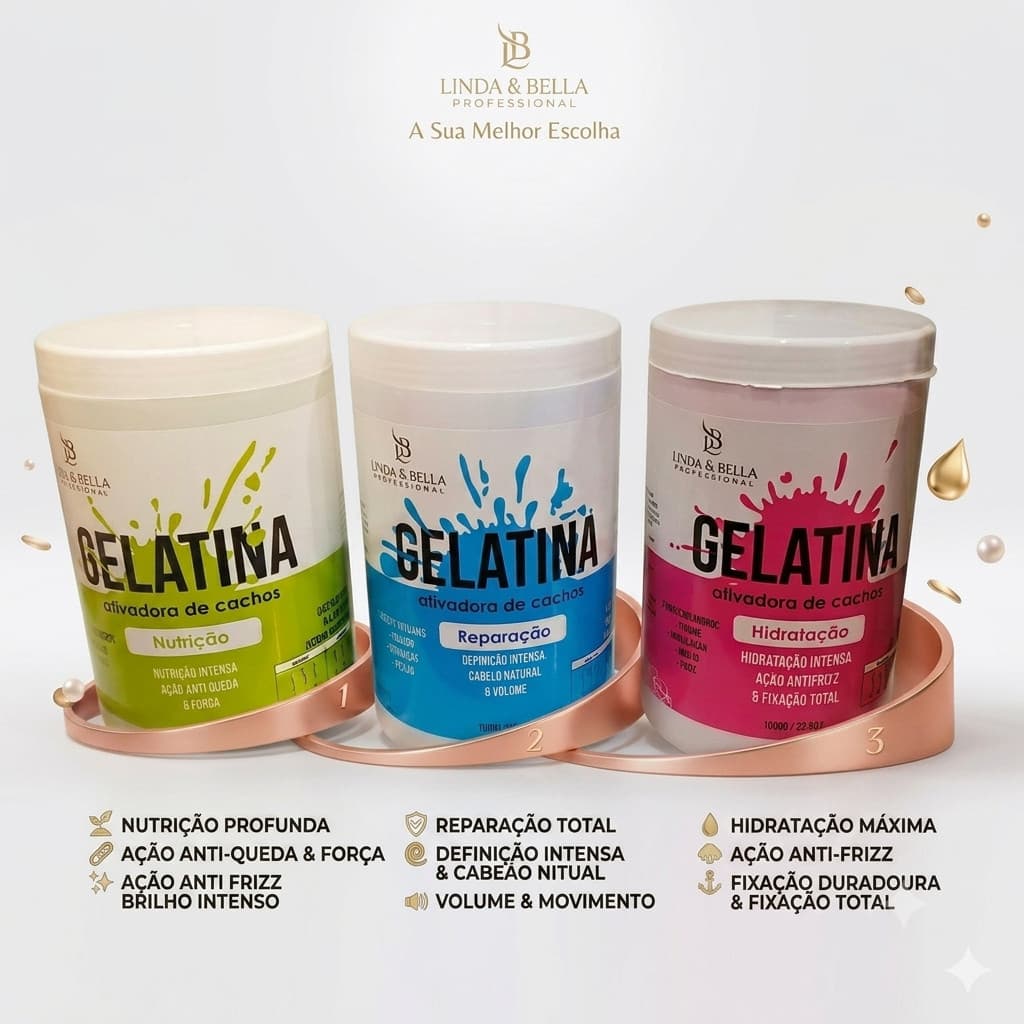 Gelatina Capilar Linda Bella Potao 1kg Escolha A Sua Definicao Cachos Anti Frizz