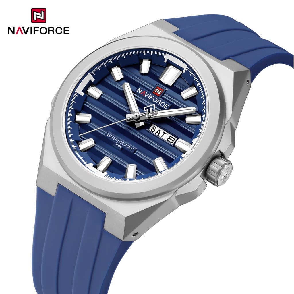 NAVIFORCE NF9279 Relógio De Quartzo Masculino Calendário Mãos Luminosas Pulseira De Silicone 30M Relógios Esportivos À P