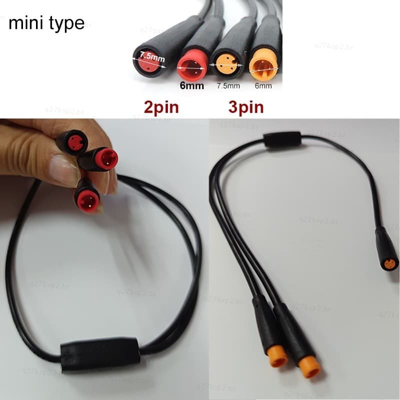 26awg 6mm M6 2 3 Pinos 1 Fêmea Para 2 Macho Divisor Julet Fio Bicicleta Elétrica ebike Cabo Sensor De Sinal À Prova Dwat