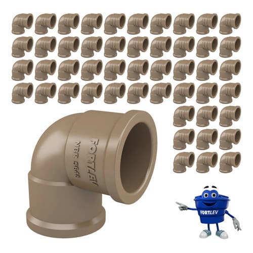 Kit 50 Joelho Cotovelo 90 Soldável 20mm Marrom Fortlev