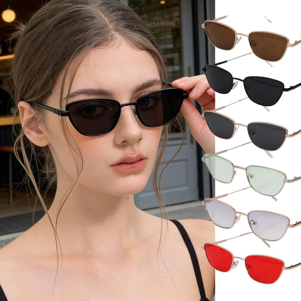 Óculos de Sol Retrô Estilo Olho de Gato Estreito – Estética Vintage Feminina, Antirreflexo, Estilo Urbano Moderno para M