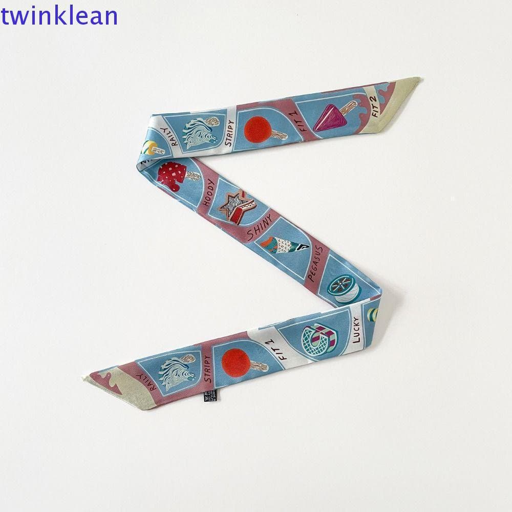 Cachecol Xadrez TWINKLEAN, Laços Estampados, Cachecol Longo de Seda, Faixa de Cabelo Floral, Sorvete, Cachecóis PNJV