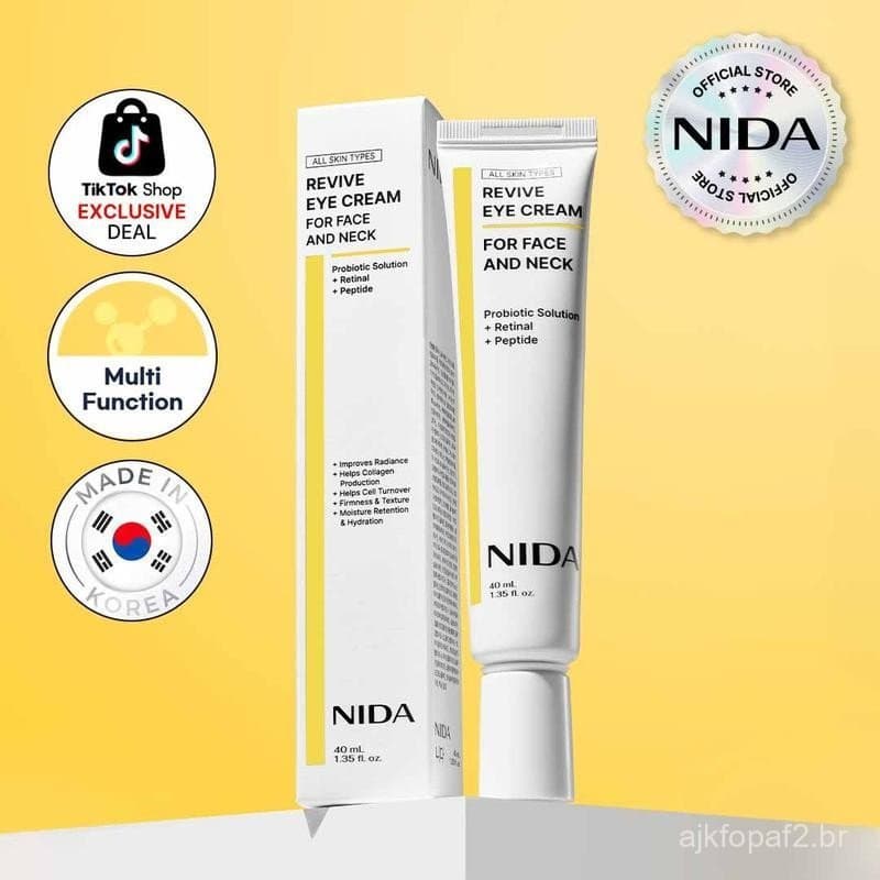 Creme Reparador para Olhos e Pescoço NIDA Revive (40ml) / Solução Probiótica, Retinol, Peptídeos / Antirrugas, Reduz Lin