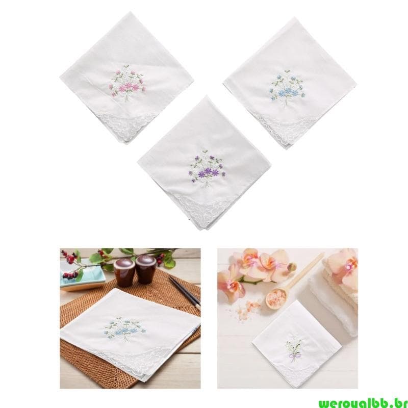 weroyalbb Lenços Femininos Floral Borda Renda Lenço Para Festa Casamento
