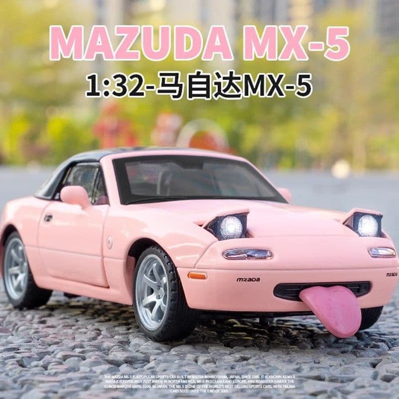 1 : 32 Modelo De Carro De Liga Mazda MX5 Fofo Brinquedo De Metal Fundido Com Língua Removível Engraçada Telhado Conversí
