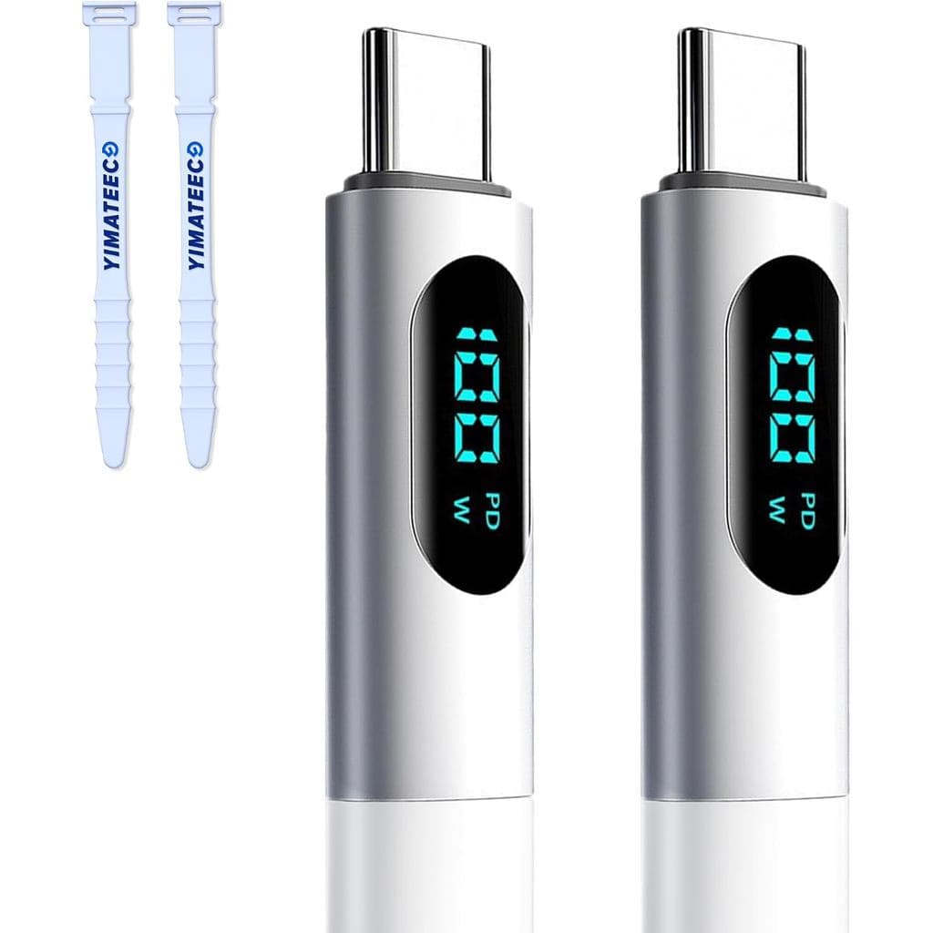 Adaptador USB C, Pacote com 2 Adaptadores de Extensão USB C Macho para USB C Fêmea de 100W, Testador de Potência Tipo C