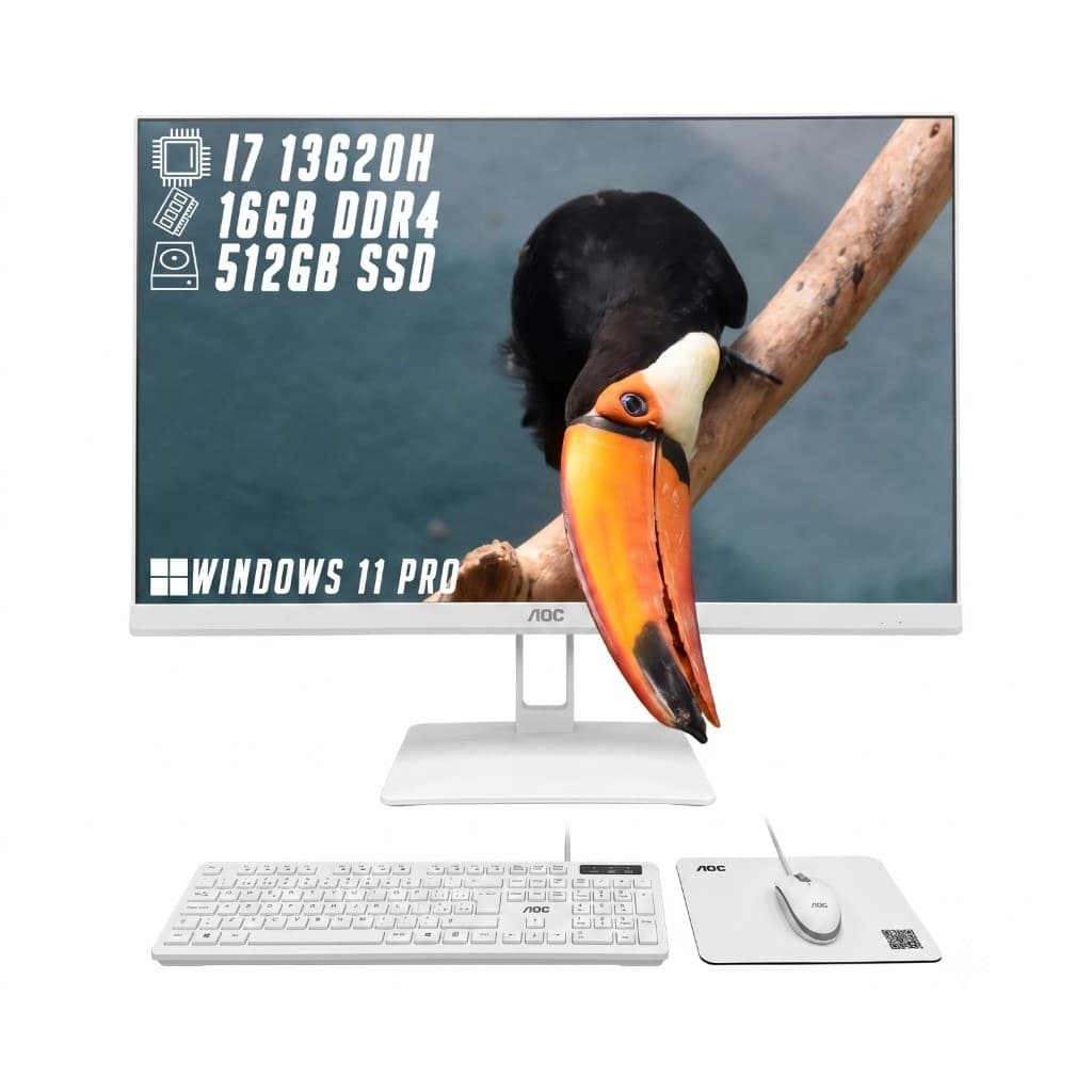 All in One AOC Intel Core I7-13620H 16GB RAM DDR4 SSD 512GB Tela 27 Polegadas Windows 11 Pro Completo C/ Teclado+Mouse