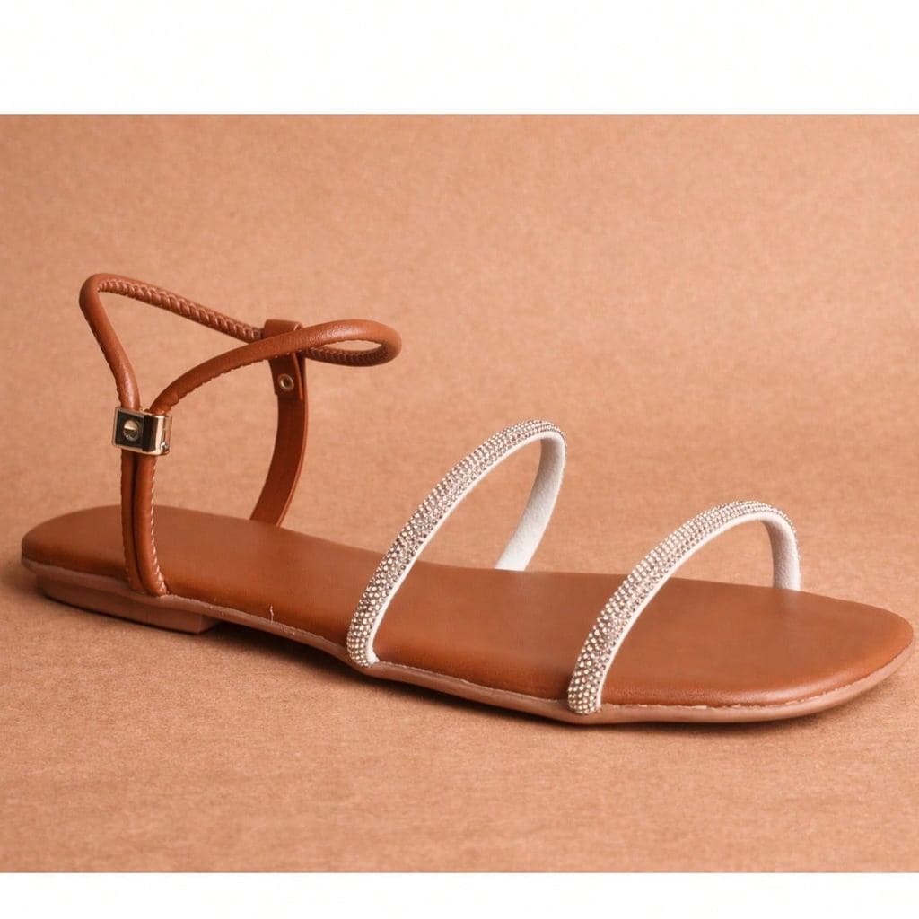 Sandália Feminina Casual Rasteira Tiras Finas Bico Quadrado Elegante Leve Confortável Moda Feminina