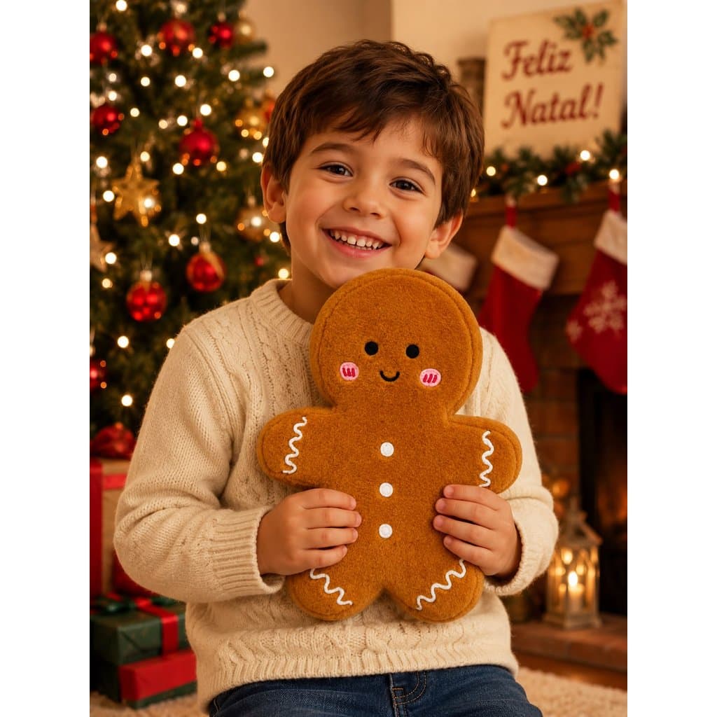 Brinquedo de Pelúcia Homem de Gengibre de Natal, Brinquedo de Pelúcia Simulado de Desenho Animado