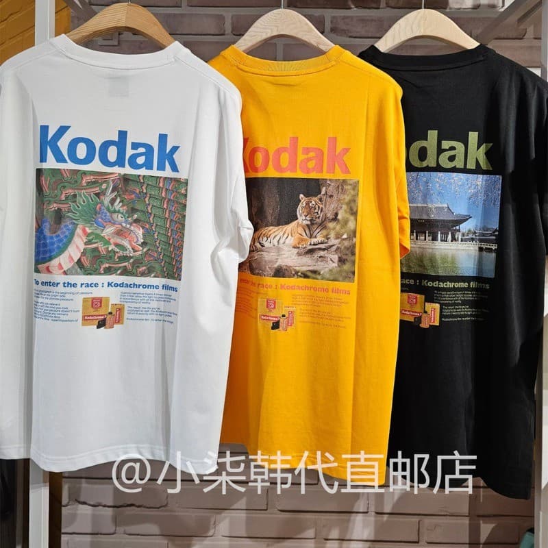 KODAK Nova Camiseta Versátil Casual Estampada De Manga Curta 100 % Algodão Macio Premium 0731