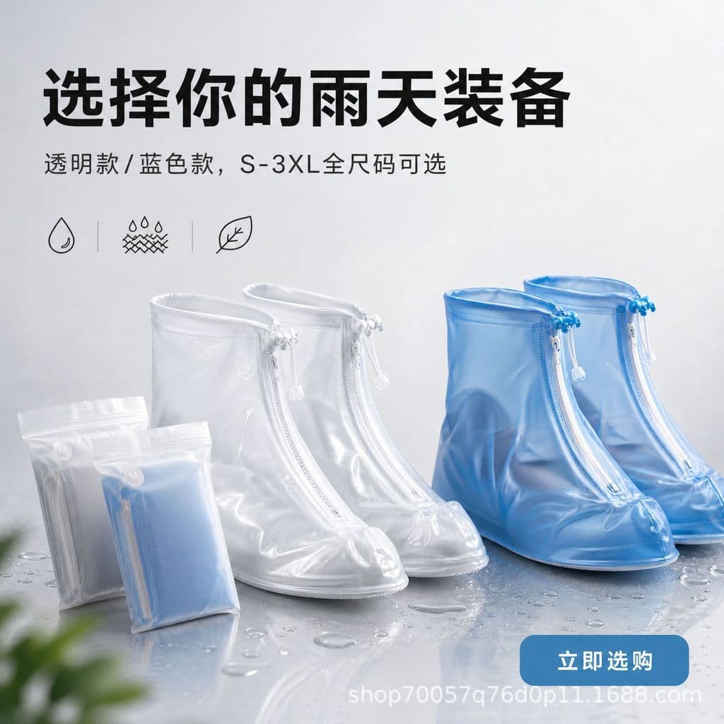 Capas de sapato impermeáveis de PVC, espessas, resistentes ao desgaste, à prova d'água, antiderrapantes, capas de sapato