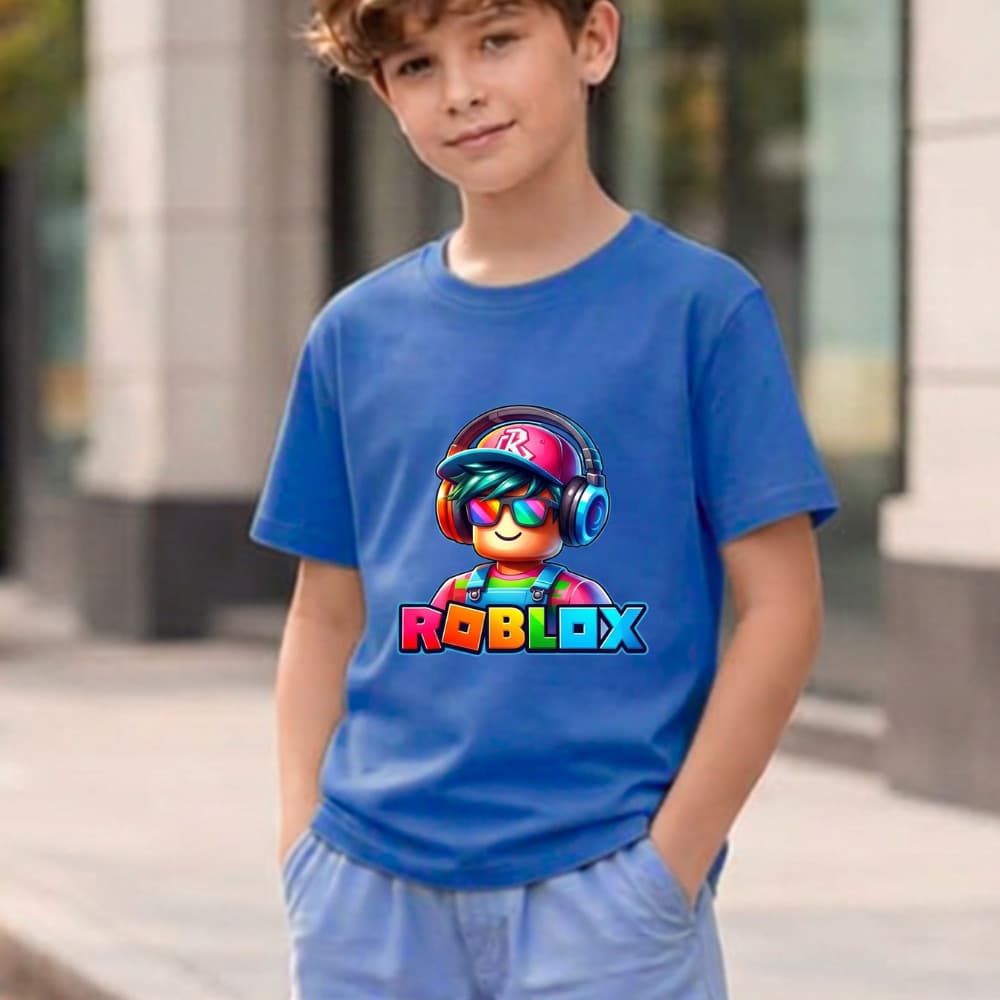 Camisa 30.1 Roblox Fone Game Camiseta Moda Infantil Manga Curta Blusa Algodão