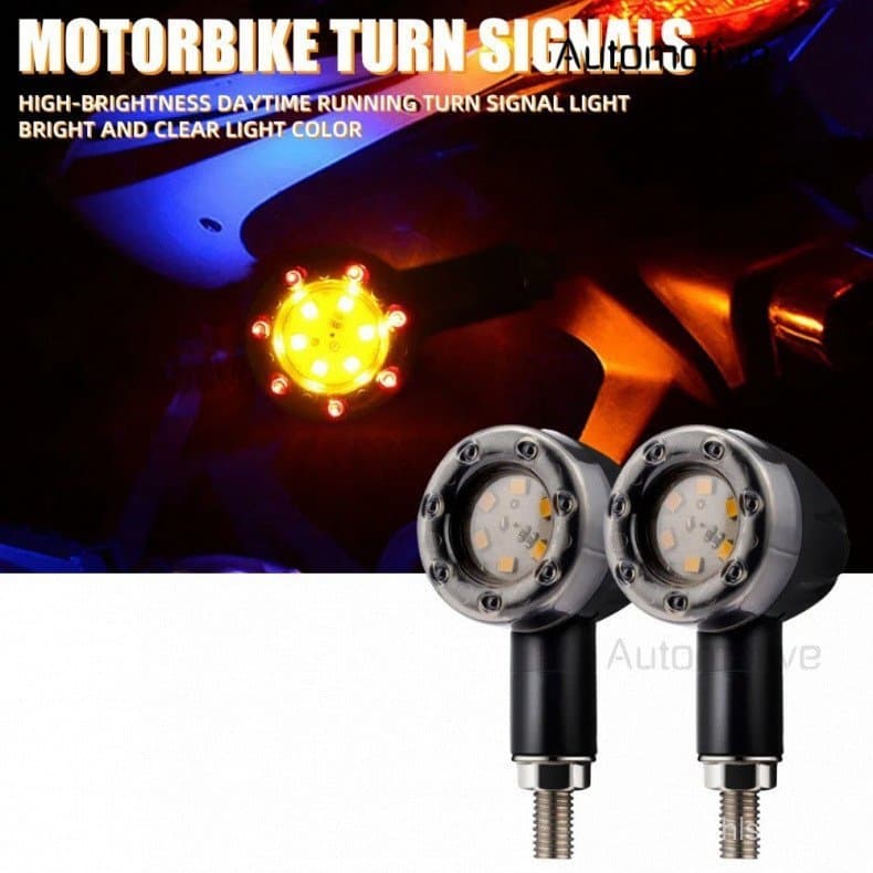 Conjunto de 2 Peças de Luzes LED para Motocicleta, Luz de Freio Âmbar e Vermelha, Sinalizador de Direção, Luz Traseira,