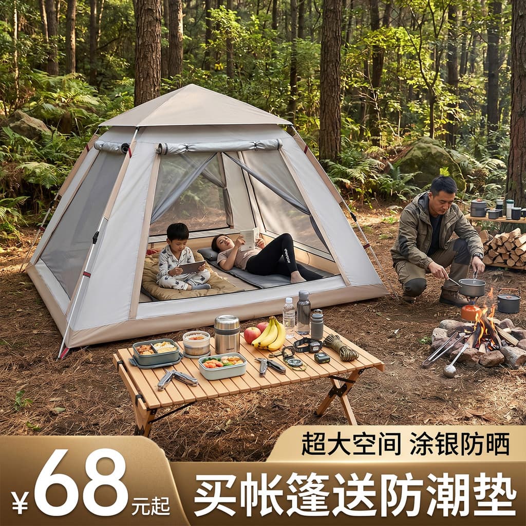 Tenda ao ar livre portátil dobrável acampamento durante a noite à prova de chuva totalmente automático parque praia prot