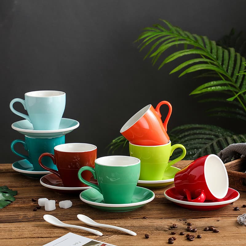 Conjunto de xícara de café simples criativo cerâmica 280ml tulipa único produto americano Cappuccino Latte cup