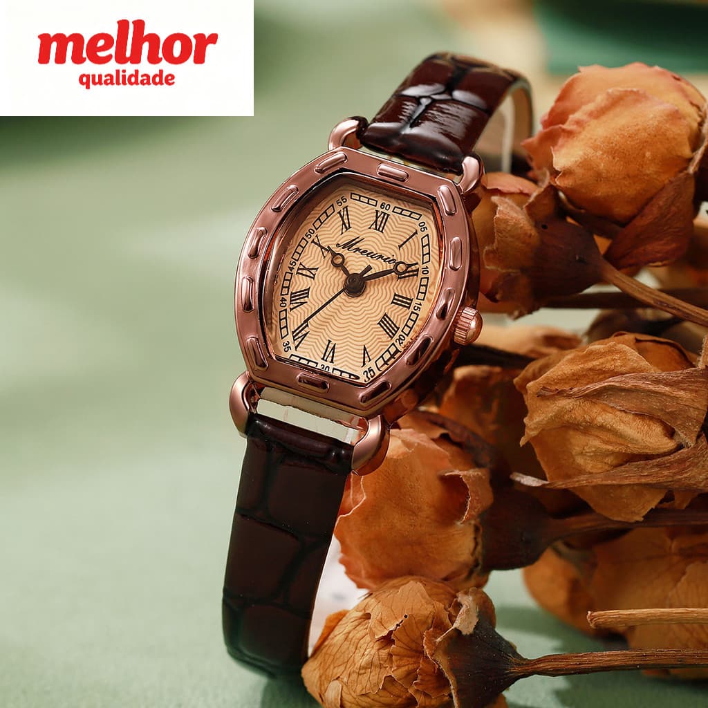 Retro luz luxo nicho High-End moda literária meninas senhoras relógio feminino pequeno barril cinto relógio de quartzo r