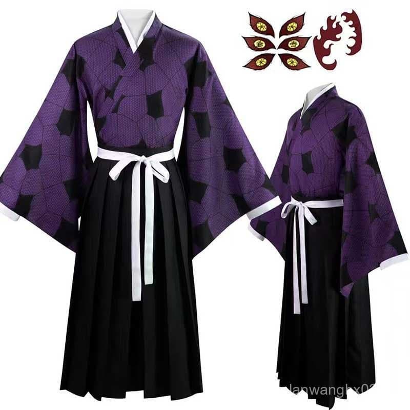 Fantasia de Cosplay do Anime Kokushibo, Adesivos de Tatuagem, Kimono, Uniforme, Camisa, Roupas para Halloween e Carnaval