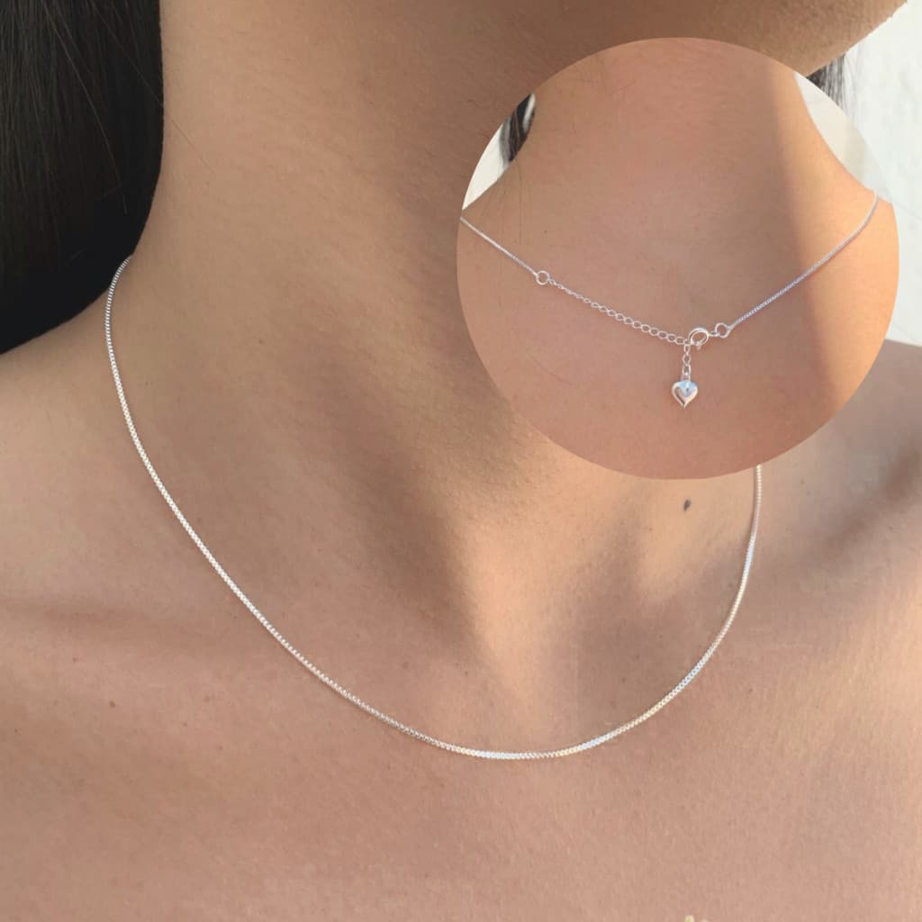 Colar Corrente Lisa Veneziana Prata925 com Eterna