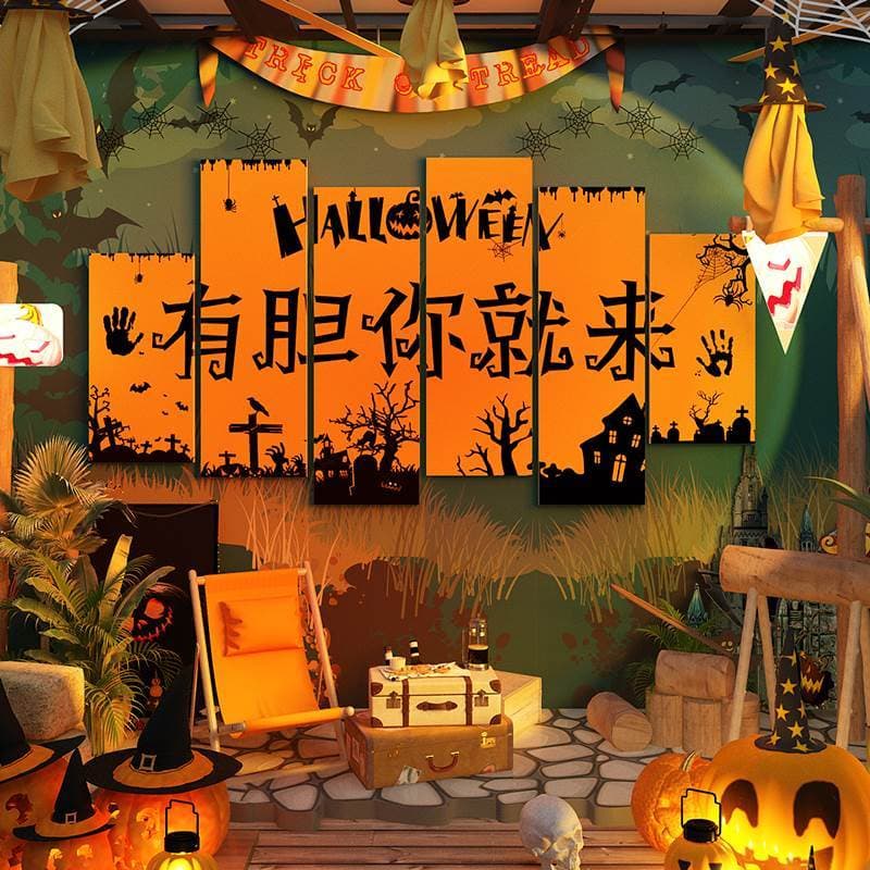 Halloween influenciador relógio-em área de foto atmosfera cena fundo decoração pintura ao ar livre Bar decoração de pare