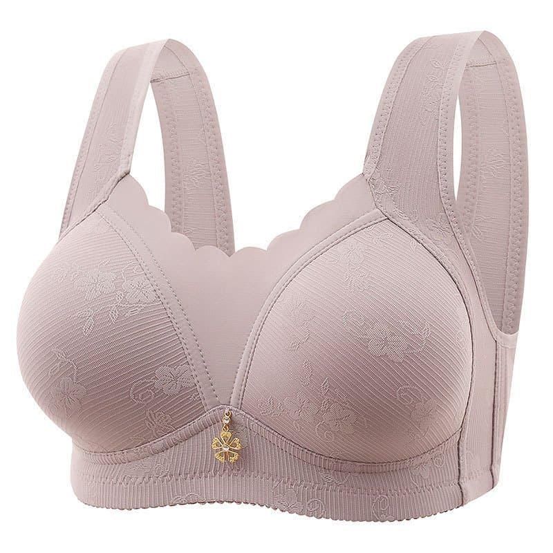 Novo para Mães de Meia-Idade e Idosas, tamanho grande, sem aro de aço, sutiã feminino com efeito de sustentação, anti-fl