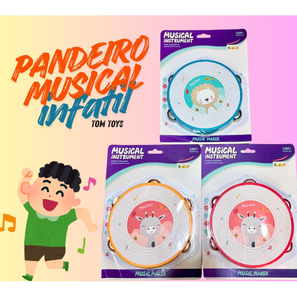 Instrumento Musical Infantil PANDEIRO de plastico infantil 16cm