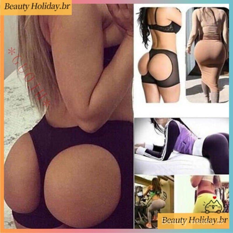 Plus Size Calcinha Grande Bumbum Elevador Curto Encaracolado Modelagem Cinto Aumenta Hip Com Enchimento De Bunda Sem