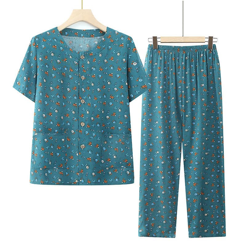 Conjunto de seda de algodão para mãe idosa de meia-idade, roupas para mulheres idosas de meia-idade, roupas para mulhere