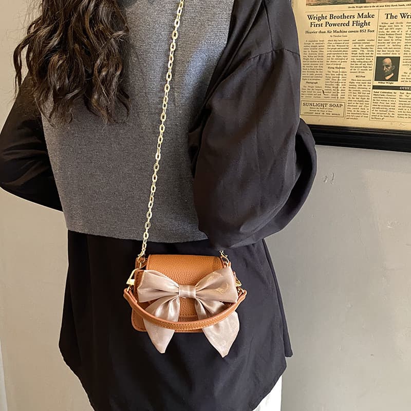 Bolsa infantil elegante para meninas com laço, bolsa transversal para pais e filhos, estilo princesa fofo, bolsa pequena