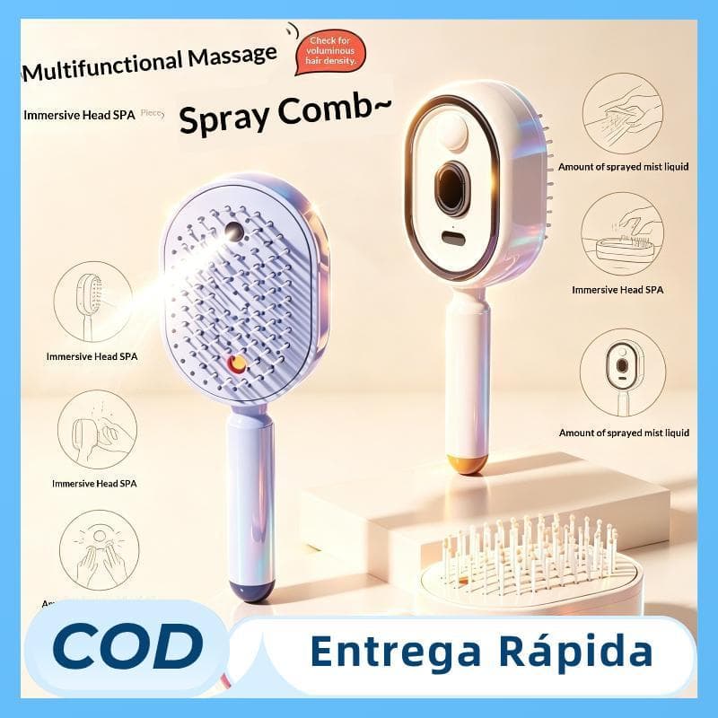 Escova De Cabelo Elétrica 2 Em 1 Pente De Nebulização Hidratante Leve Para Uso Estilo Viagens 1 Unidade Estoque