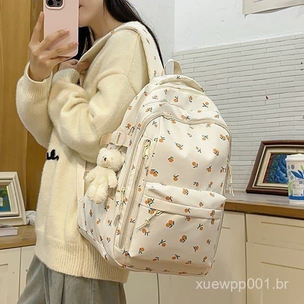 Versão coreana ins simples estudantes do ensino médio estilo doce mochila feminina bonito estilo Campus bolsa Casual peq