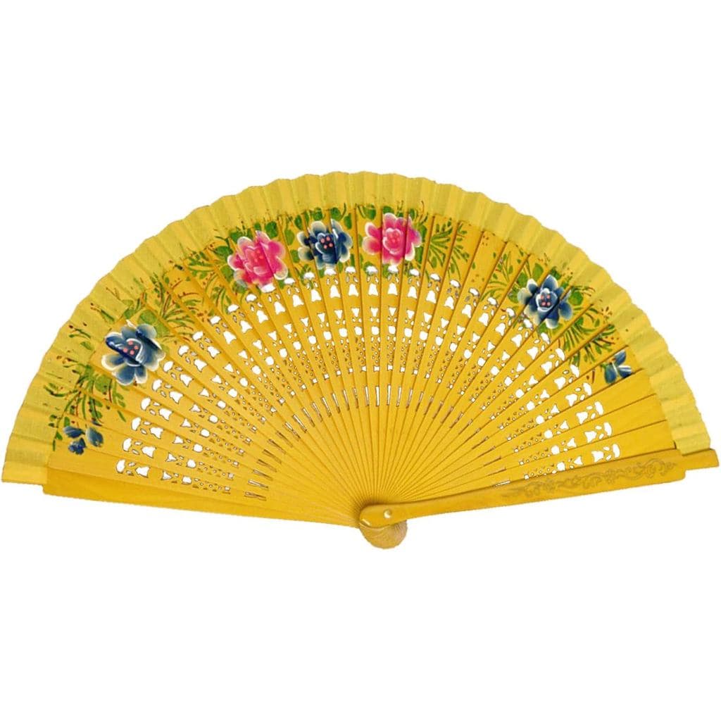 MIEBAOGE Leque Dobrável Vintage Espanhol para Mulheres, com Pintura Floral em Ambos os Lados, Leque de Madeira Estilo Ci