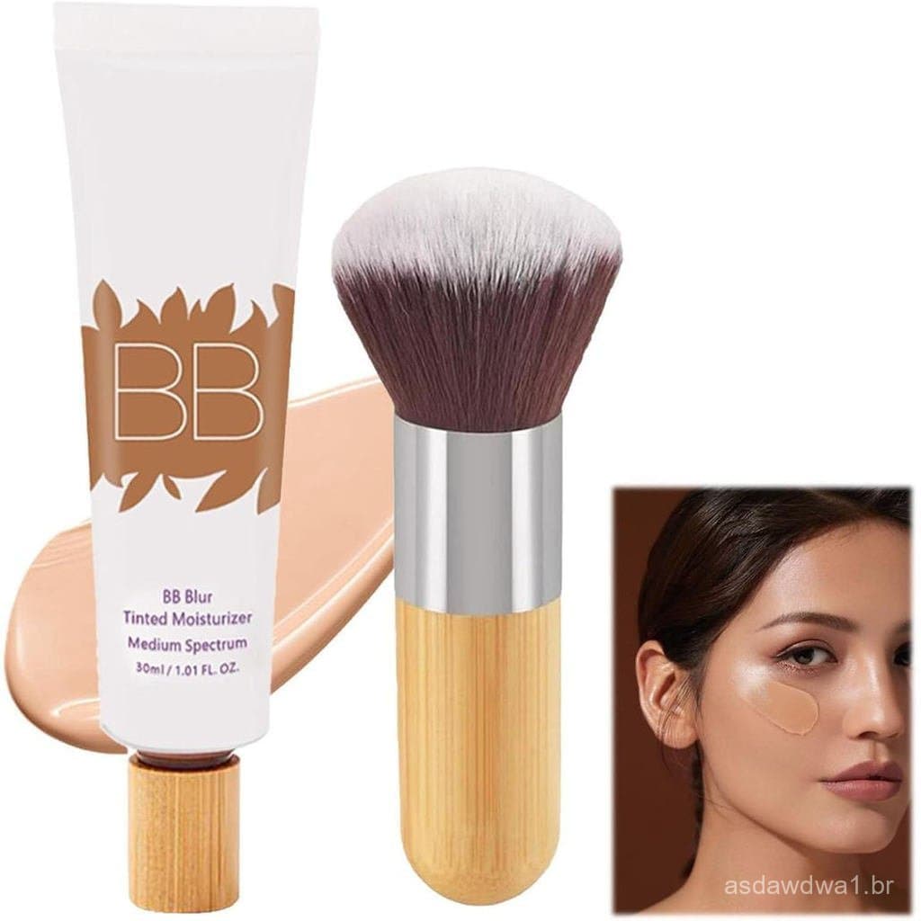 Hidratante BB com Cor e Pincel, Hidratante BB com Cor FPS30+, Hidrata e Suaviza a Sua Pele, Cobertura Média a Completa,
