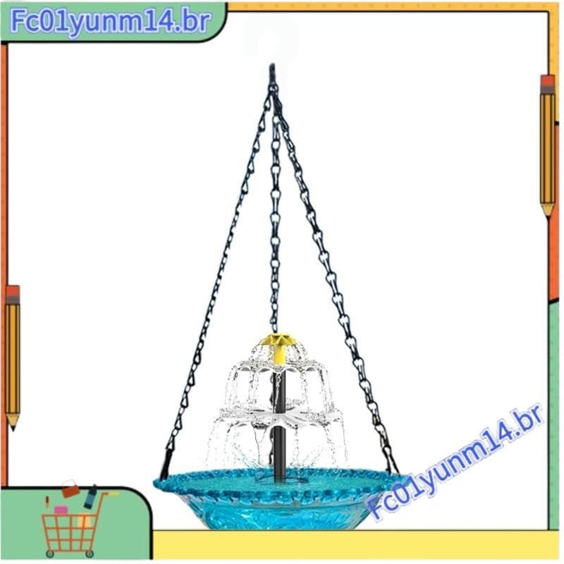 Fonte De Banho De Pássaros Suspensa Em Cascata Solar , Suspenso Com Para Decoração De Jardim Ao Ar Livre , Quintal De Pá