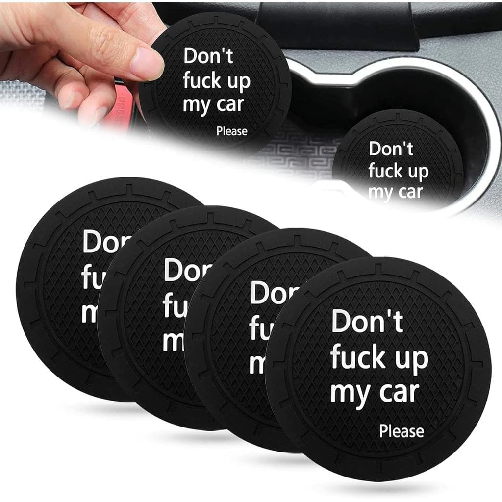 4 Porta-Copos para Carro, Por Favor, Não Deixe Meu Carro Bagunçado, Porta-Copos Universal Antiderrapante Decorativo e En