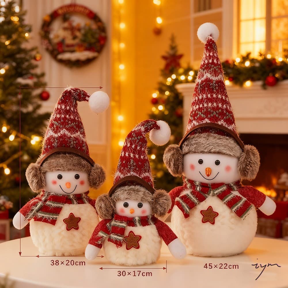 Enfeites De Árvore De Natal De Boneca De Boneco De Neve-Decoração De Férias Para Exibição De Janela De Shopping