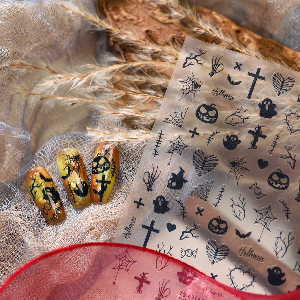 [Meow.Sensei]TENSOR Adesivos de Arte para Unhas com Silhuetas Góticas Escuras de Halloween TS-4313 Estilo Minimalista e