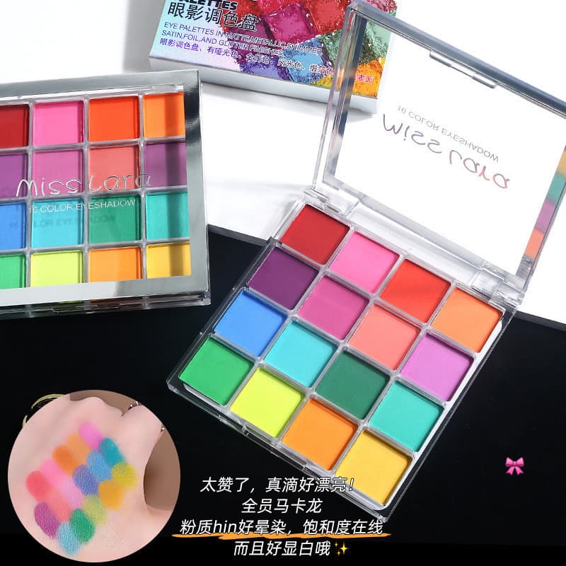 Miss lara Dezesseze Paleta de sombras coloridas peroladas foscas vermelho verde azul ins Super quente sombra de 16 cores