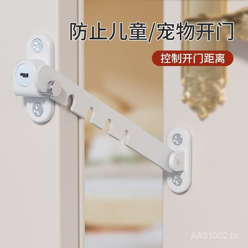 Limitador de porta e janela, trava de segurança infantil em plástico-aço, suporte à prova de vento para porta e janela,